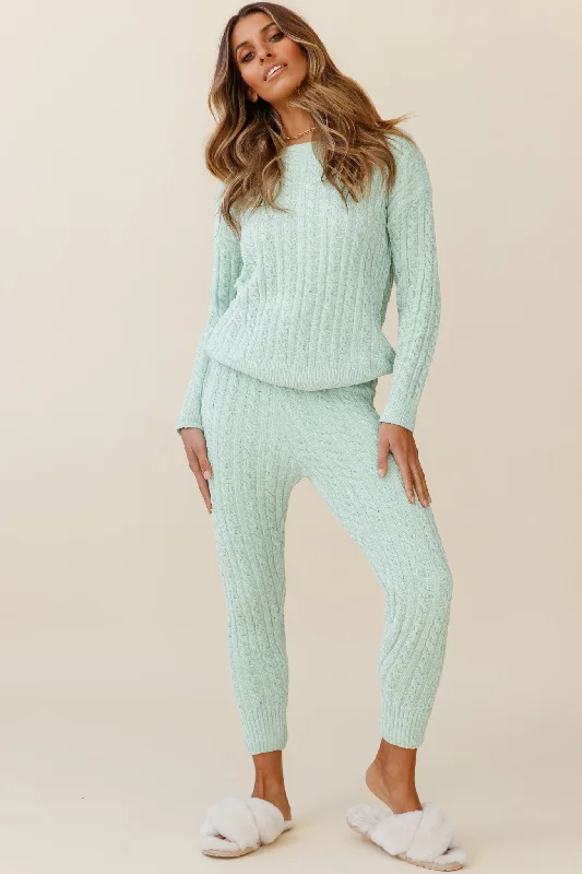 Quick Sale Kansas Cable Knit Fitted Pants Green