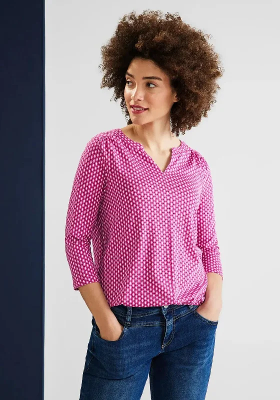Super Deal Street One Geometric Print Blouse, Pink