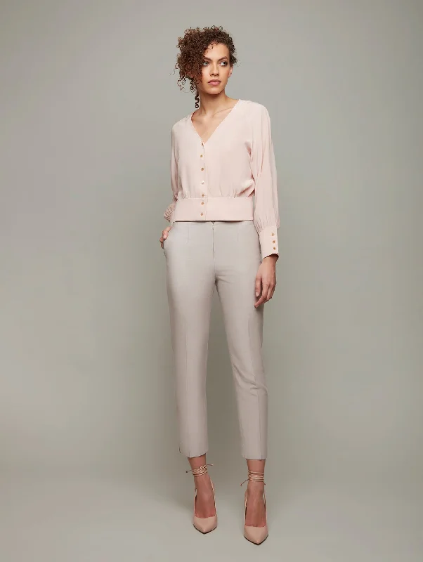 Pay Less LAVENDER | Drop-Waist Silk Blouse