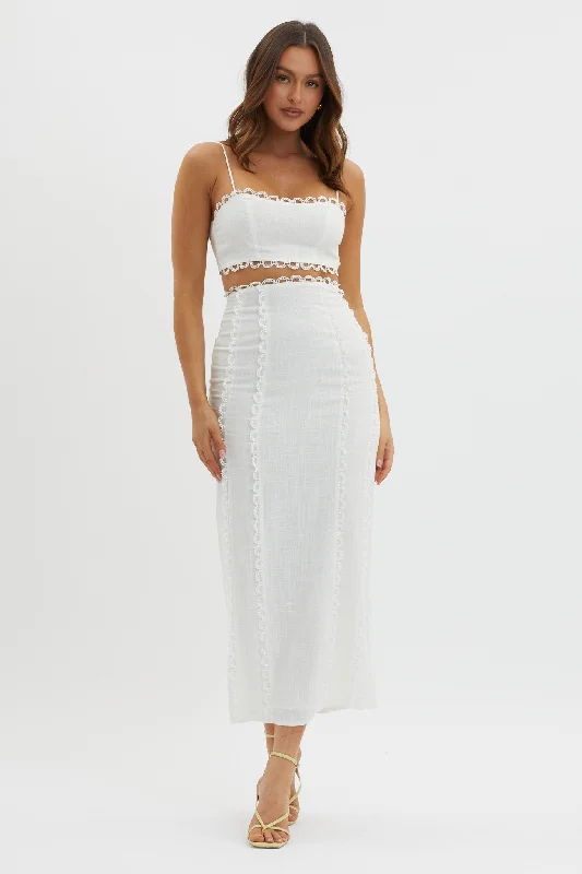 TIME-Limited Offer Chamberlain Scallop Trim Maxi Skirt White
