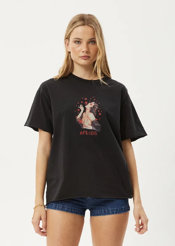 Discount Deals AFENDS Womens Dixie - Oversized Tee - Stone Black
