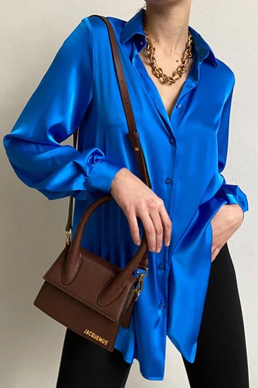 Weekend Specials to Indulge In WOMEN LONG SLEEVED SATIN BUTTON UP SHIRTS