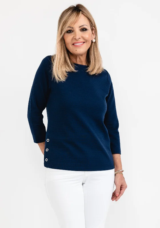 Instant Deal Rabe Textured Long Sleeve Top, Navy