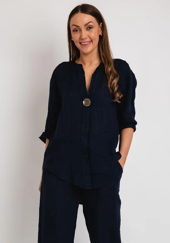 Closeout Deal The Serafina Collection One Size Tunic Top, Navy