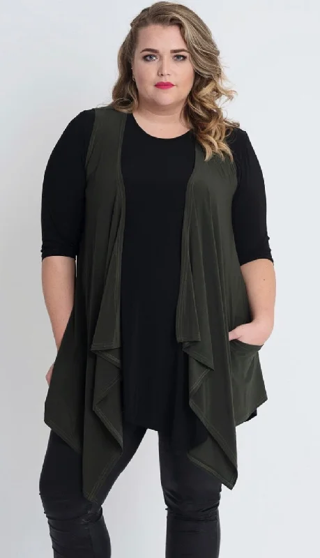Instant Discount Pocketed Waterfall Sleeveless Cardigan - 2 Colors