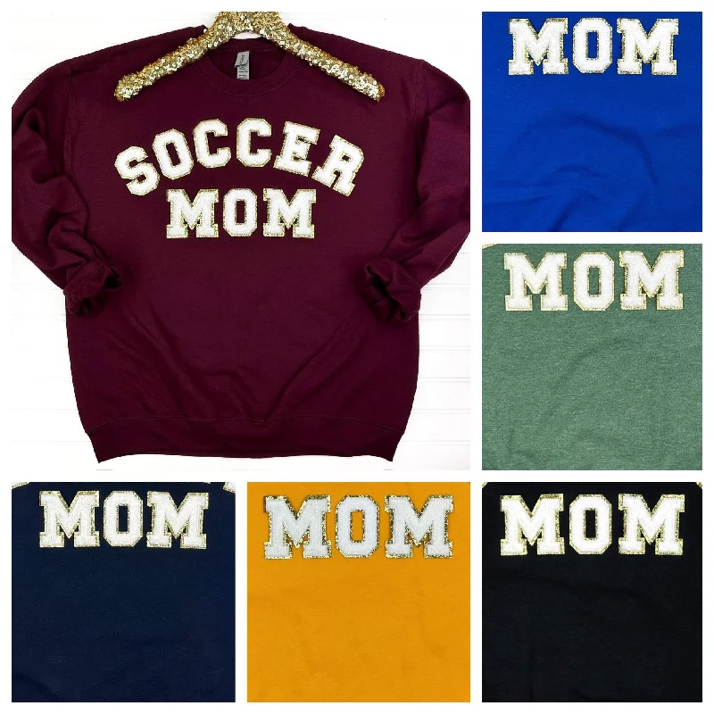 Best Seller PREORDER: Soccer Mom Chenille Patch Sweatshirt