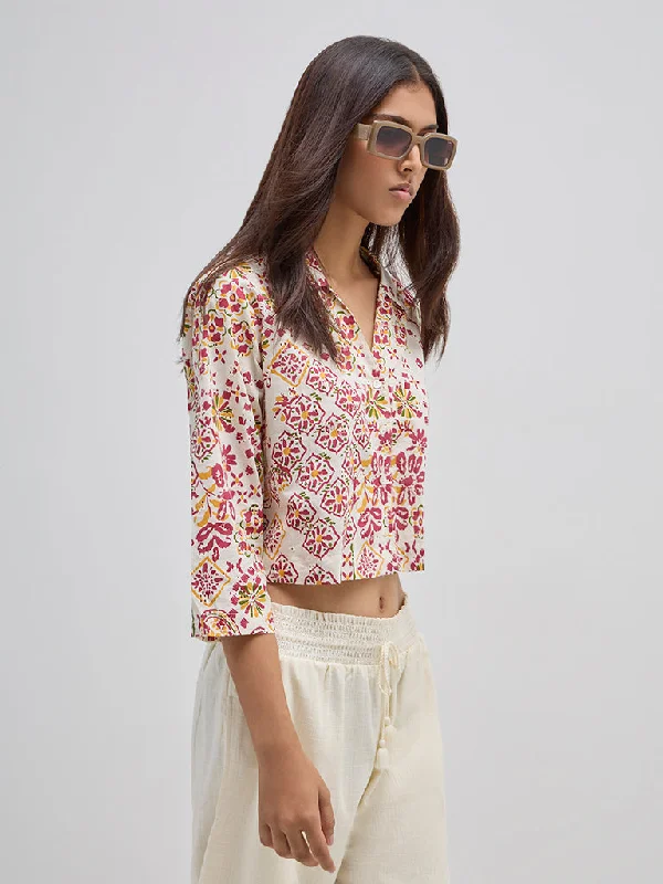 One-Day Only Bombay Paisley Off-White Floral Printed Cotton Shirt