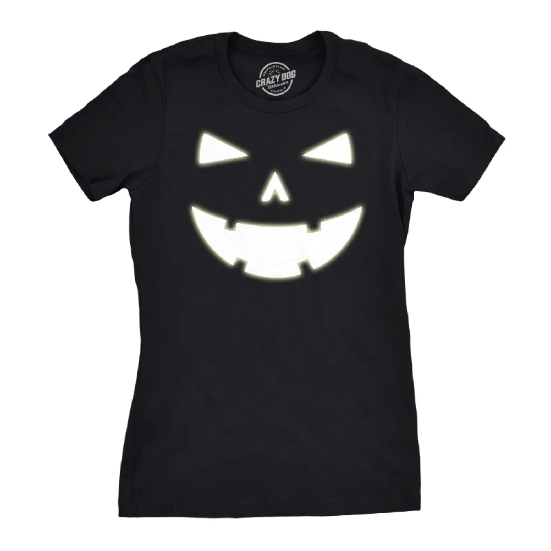 Deal Explosion Happy Tooth Glowing Pumpkin Face Women's T Shirt