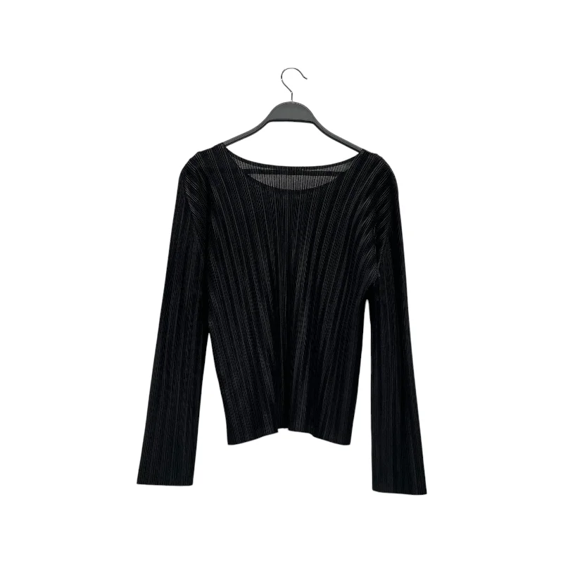 Overstock Sale PLEATS PLEASE ISSEY MIYAKE/LS Cut & Sew/3/Polyester/BLK/Pleats PP26-FK111