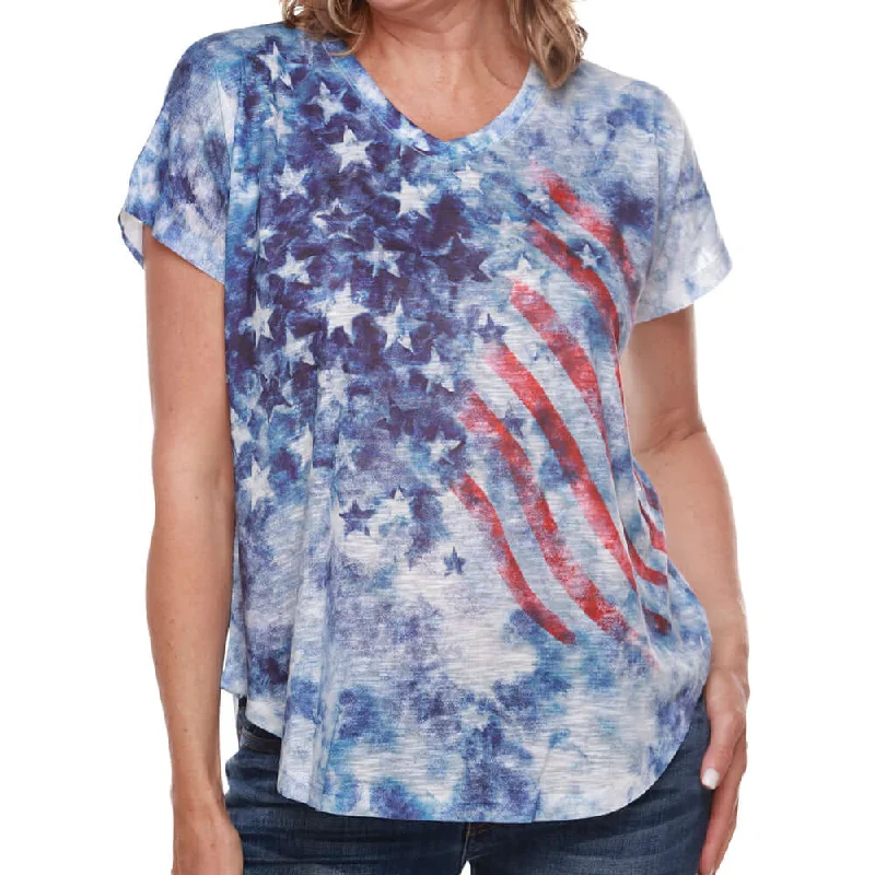Sneak Peek Sale Women's Made in USA V-Neck Stars and Stripes