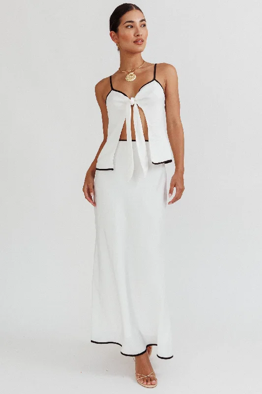 Weekend Shopping Made Better Only One Contrast Trim Maxi Skirt White