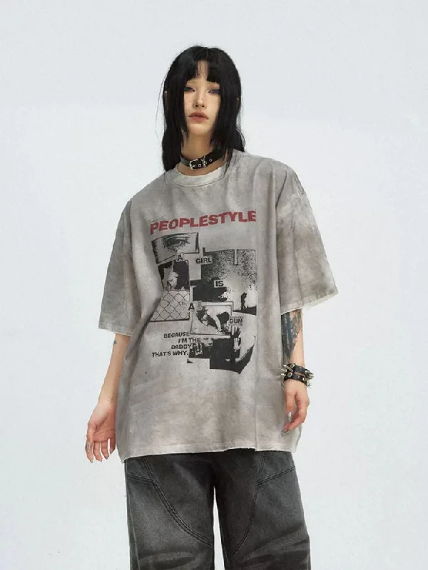 Unmissable Offer Distressed Print T-Shirt [S0000009207]