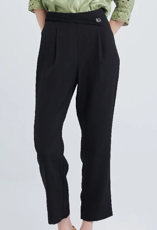 Weekend Shopping Bliss Braided Slant Buttoned Pants