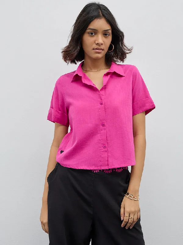 Holiday Sale Bombay Paisley Fuchsia Solid Cotton Shirt