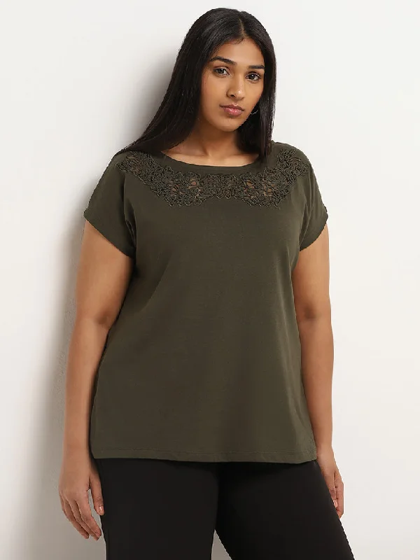 Stock Up Gia Green Cord Embroidered Top