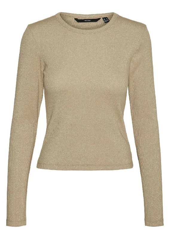 Price Blitz Chloe Lurex Long Sleeve Top in Gold