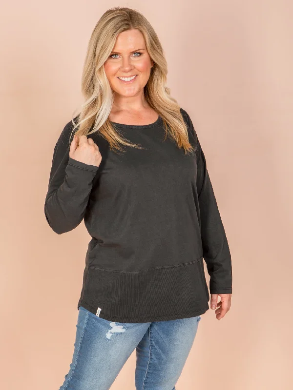 Top Pick Fundamental Rib L/S Tee - Washed Black