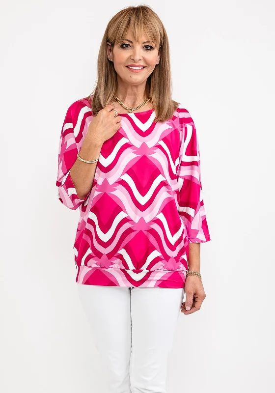 Midnight Madness Leon Collection Abstract Print Top, Cerise