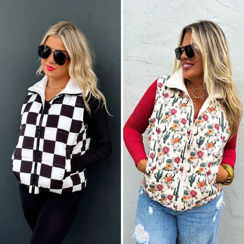 Instant Savings PREORDER: Puffer Vest in Two Prints