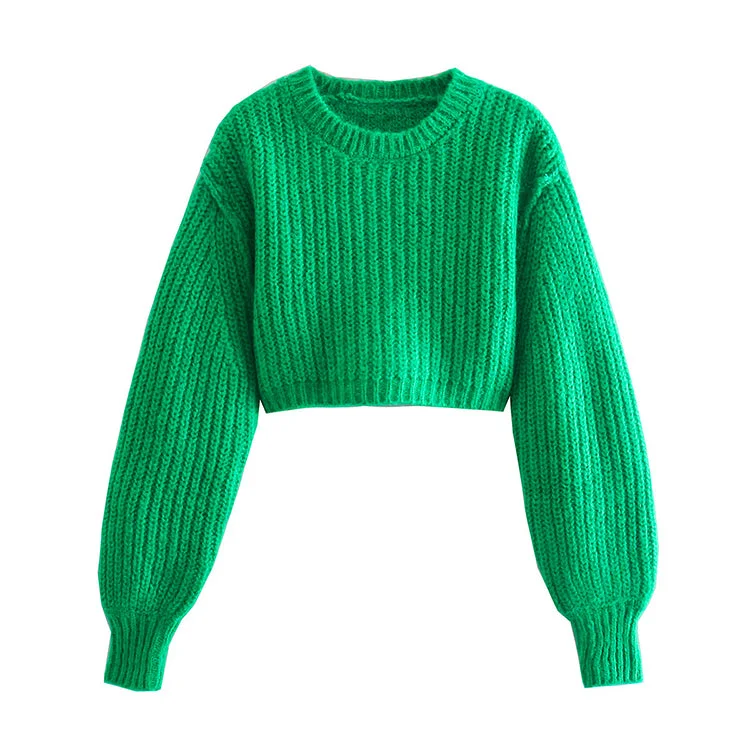 Price Smash Retro minority design puffy sleeve short sweater  7155