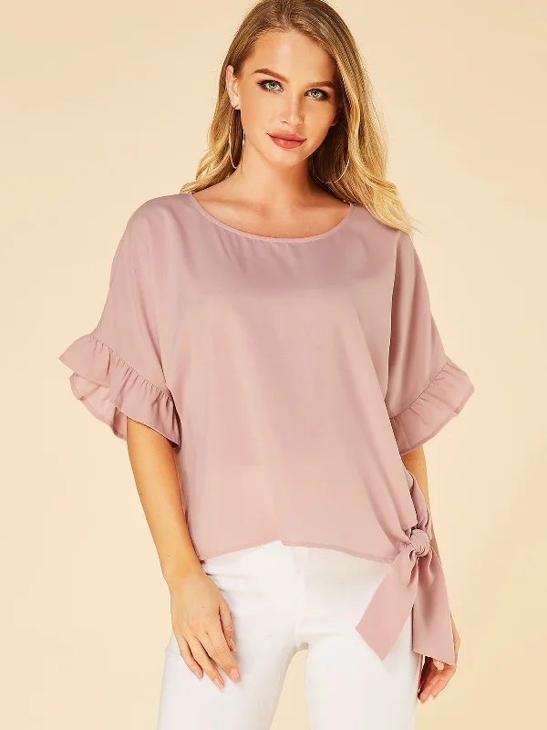Great Bargain Wholesale Round Neck Plain Half Sleeve Pink T-Shirts