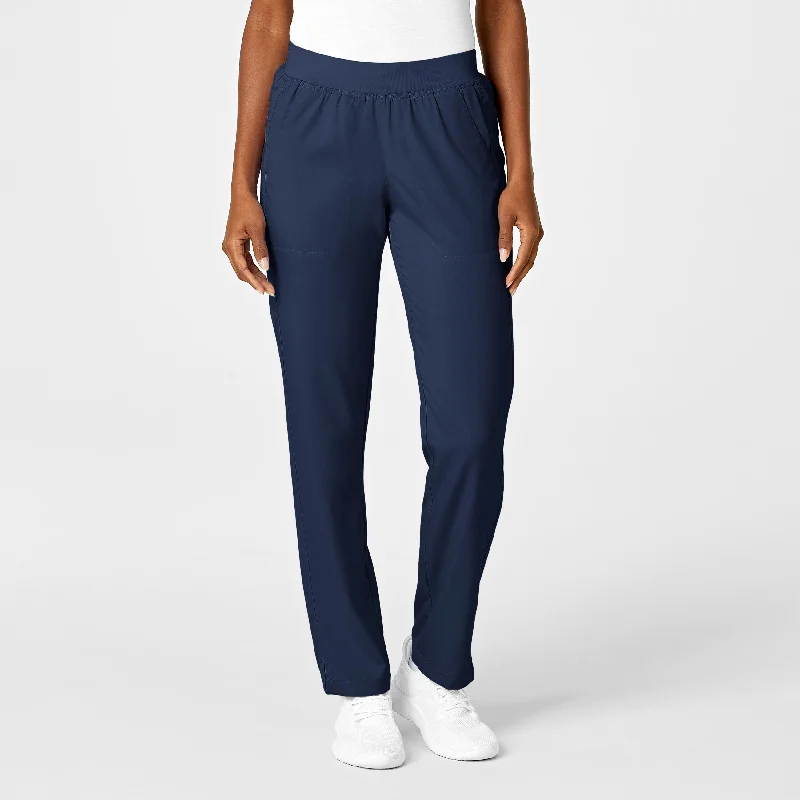 Stock Clearance PRO Women's Knit Waist Cargo Scrub Pant - Navy