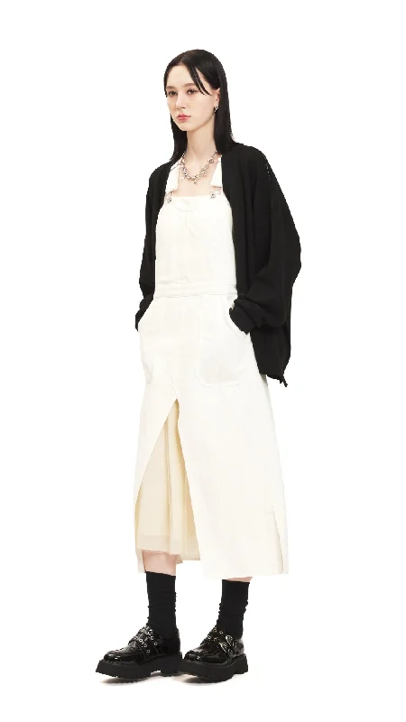 Stock Clearance White Denim Overall Dress