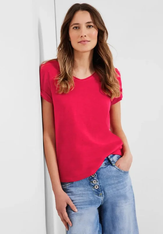 Today's Special Cecil Rounded V Neck T-Shirt, Strawberry Red