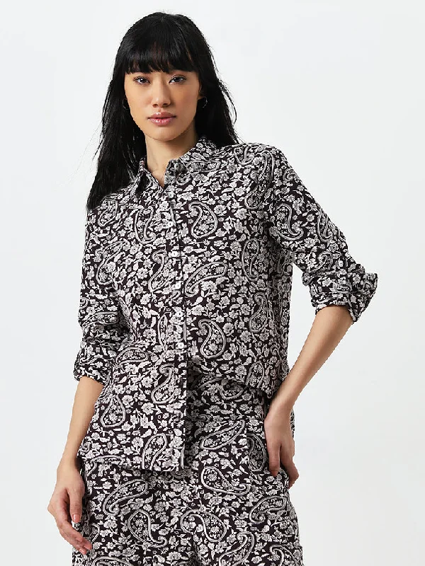 Crazy Deals Bombay Paisley Brown Paisley Printed Cotton Shirt