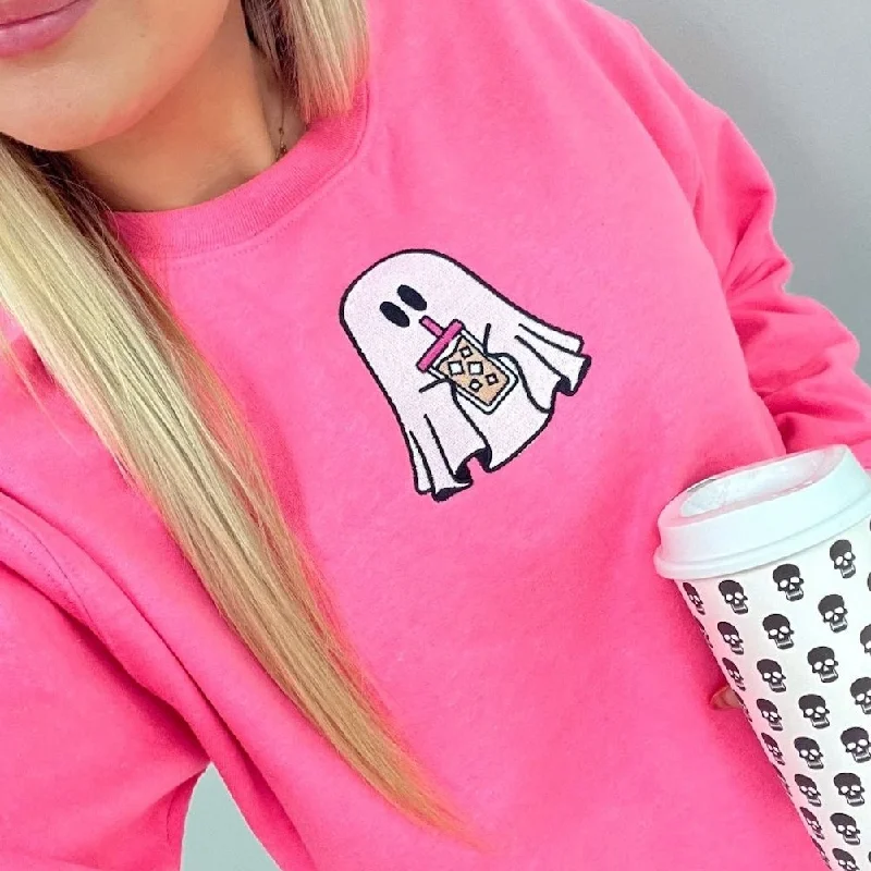Deal Dash 'Iced Coffee Ghost' Embroidered Crewneck Sweatshirt