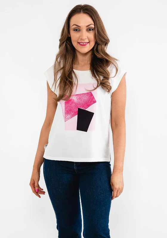 TIME-Limited Offer Seventy1 Satin Front Graphic T-Shirt, White & Pink