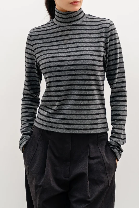 Deal Alert STRIPED HIGH-NECK TOP