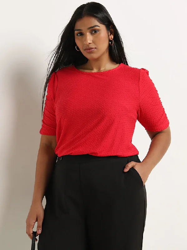 Clearance Items Gia Red Tufted Cotton Top