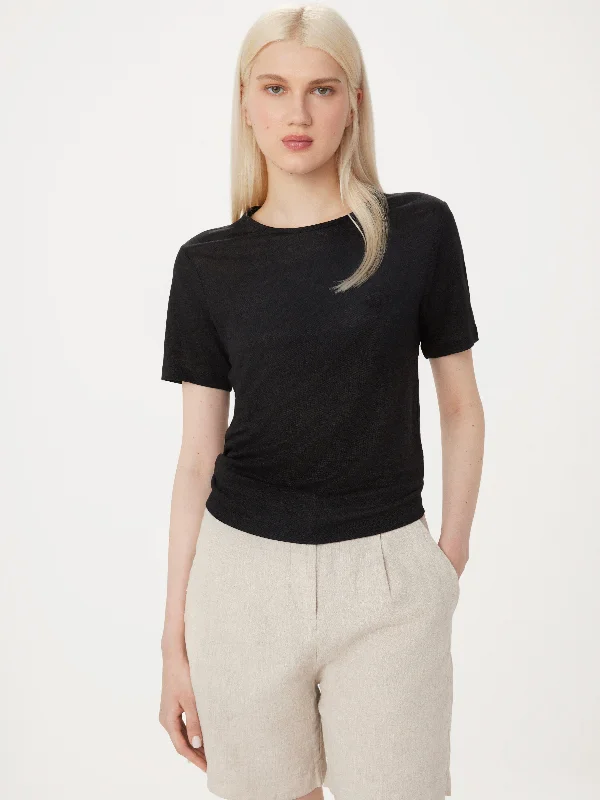 Instant Deal The Fluid Linen T-Shirt in Black