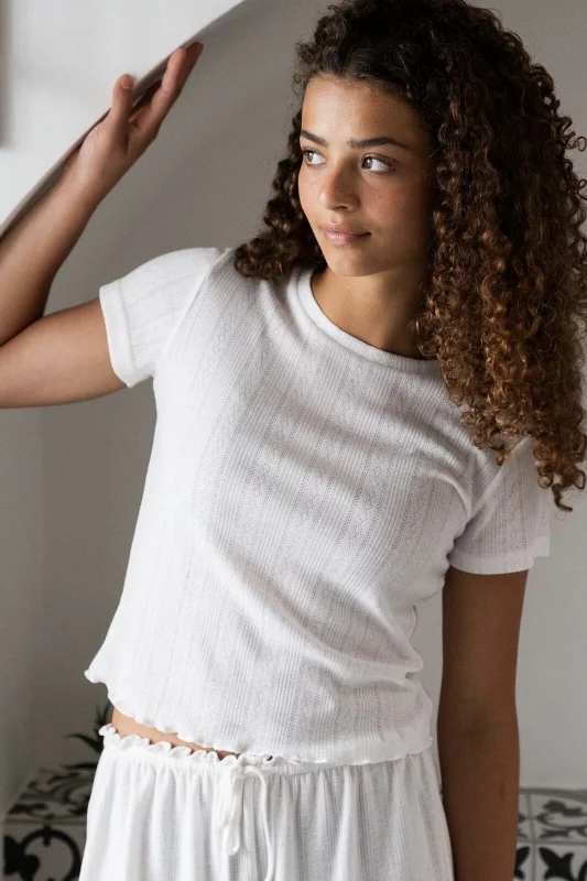 Mega Sale Neo Noir - Lonnie Pointelle Top - White