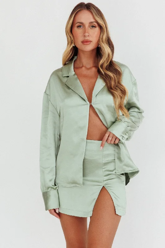 Limited Time Offer Coco Satin Mini Skirt Sage