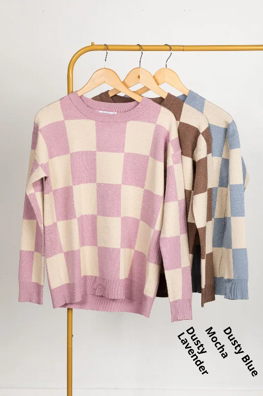 Major Deal Checkerboard Oversized Knit Sweater