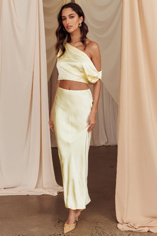 Instant Deal Alivya Satin Maxi Skirt Butter