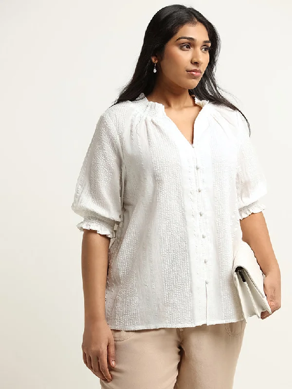 Big Savings Gia White Cotton Ribbed Top