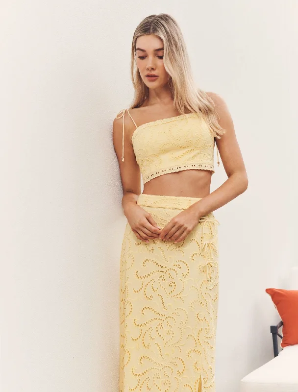 Quick Deals Emelia Broderie Crop Top