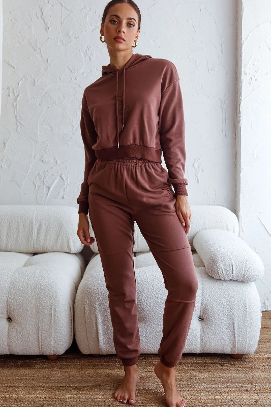 Unmissable Offer Glow Getter Elasticated Waist Embroidery Logo Jogger Pants Chocolate