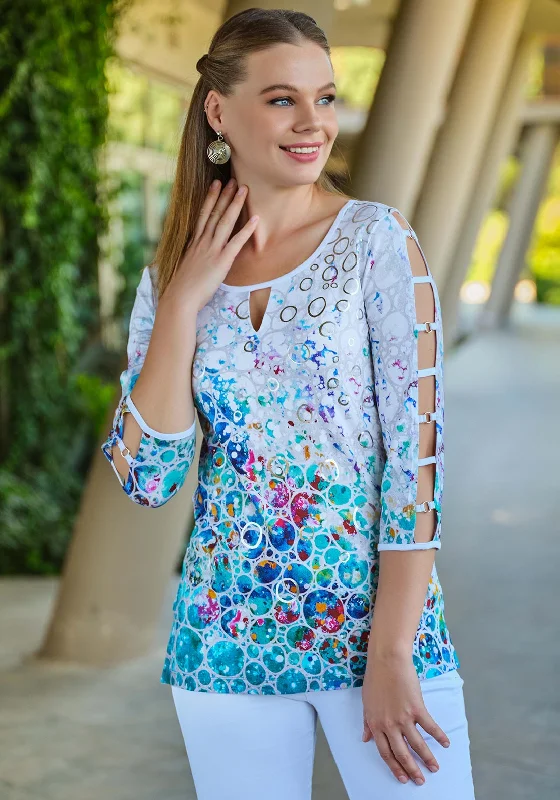 Today Only Dolcezza Bubble Print Cut Out Sleeve Top, Multi