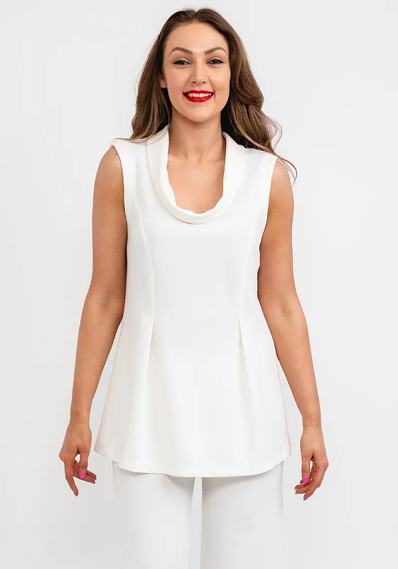 Big Savings Camelot Cowl Neck Flared Top, White