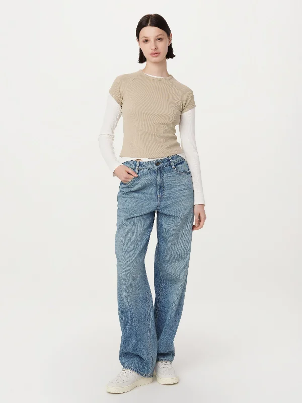 Savings Bonanza The Shrunken Cropped T-Shirt in Light Beige