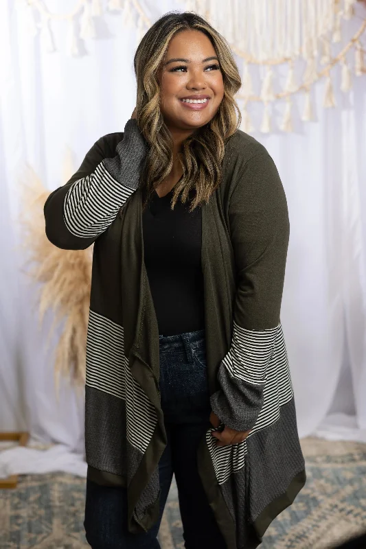 New Markdowns Linear Escape - Olive Cardigan
