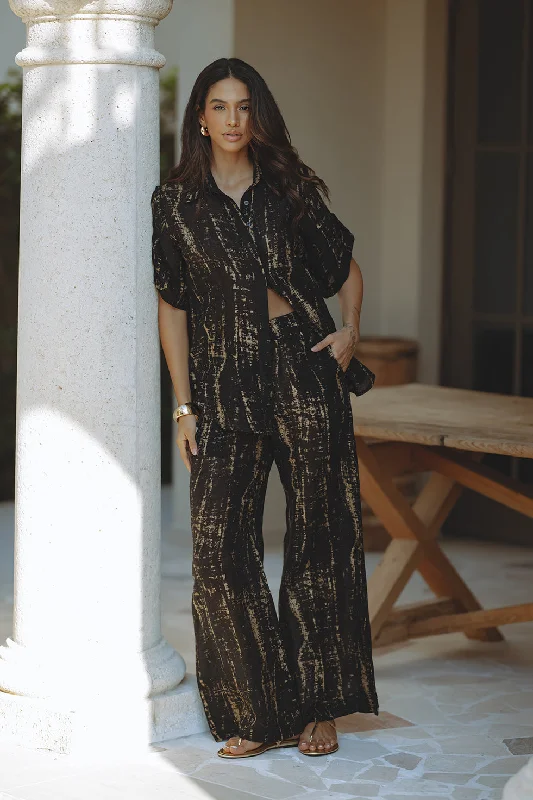 Great Deals KELLY LINEN PANTS - BLACK/GOLD