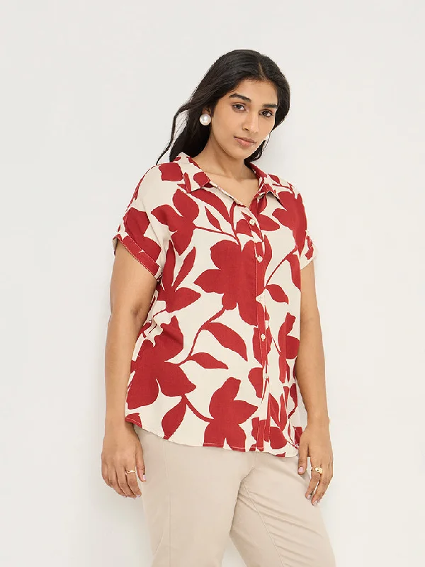 Deep Discounts Gia Red Floral Printed Shirt