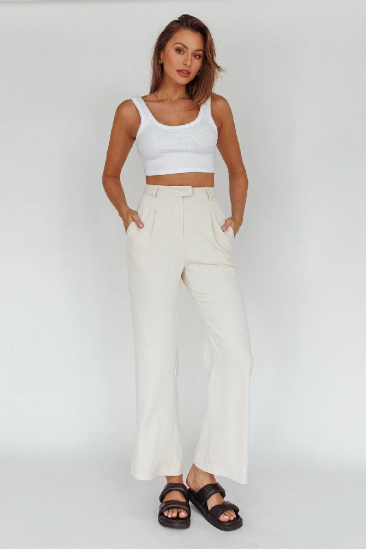 Price Slash Back To Basics High Waist Pants Stone