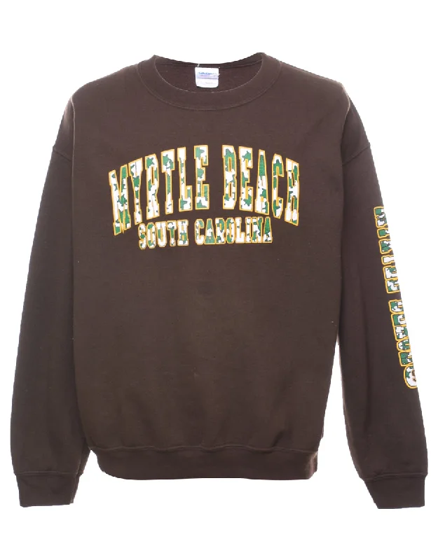 Final Clearance Myrtle Beach Printed Brown Sweatshirt - L