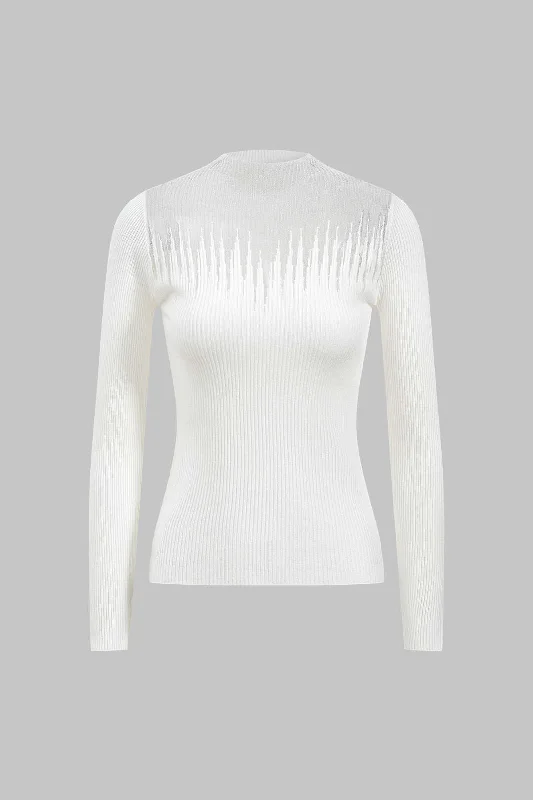 Year-End Sale Patchwork Knit  Long-Sleeve Top